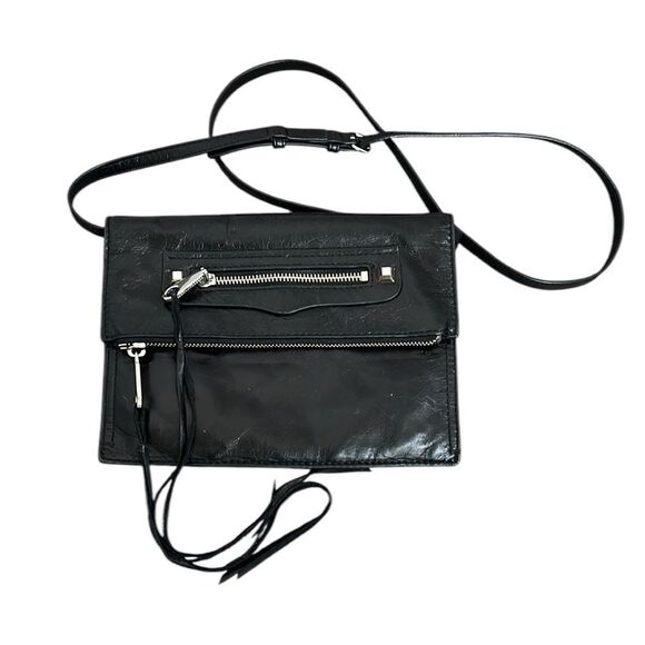 Rebecca Minkoff Black Leather Crossbody Shoulder Bag Tassels Designer Bikercore - Picture 1 of 16